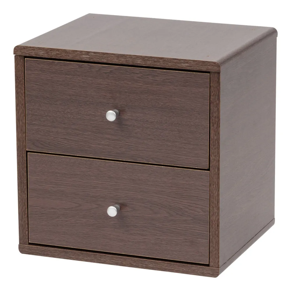Cube de rangement en bois - 2 tiroirs