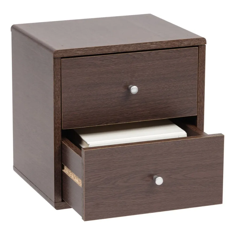 Cube de rangement en bois - 2 tiroirs