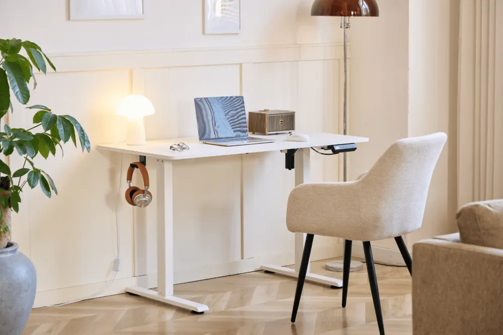 Damian bureau réglable en hauteur bureau 115x60 cm en blanc