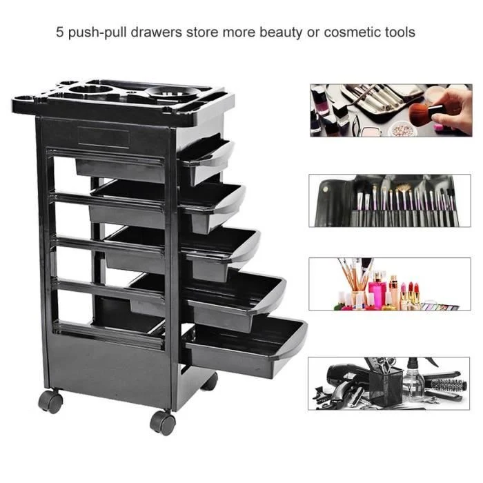 TD® Desserte/ Outils/ Chariot/ Réglables/ de Beauté /de Stockage/ Instrument de Salon de Coiffure/ avec 5 Tiroirs/ Multi-F...
