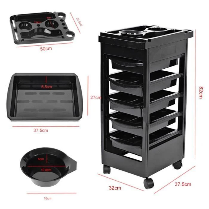 TD® Desserte/ Outils/ Chariot/ Réglables/ de Beauté /de Stockage/ Instrument de Salon de Coiffure/ avec 5 Tiroirs/ Multi-F...