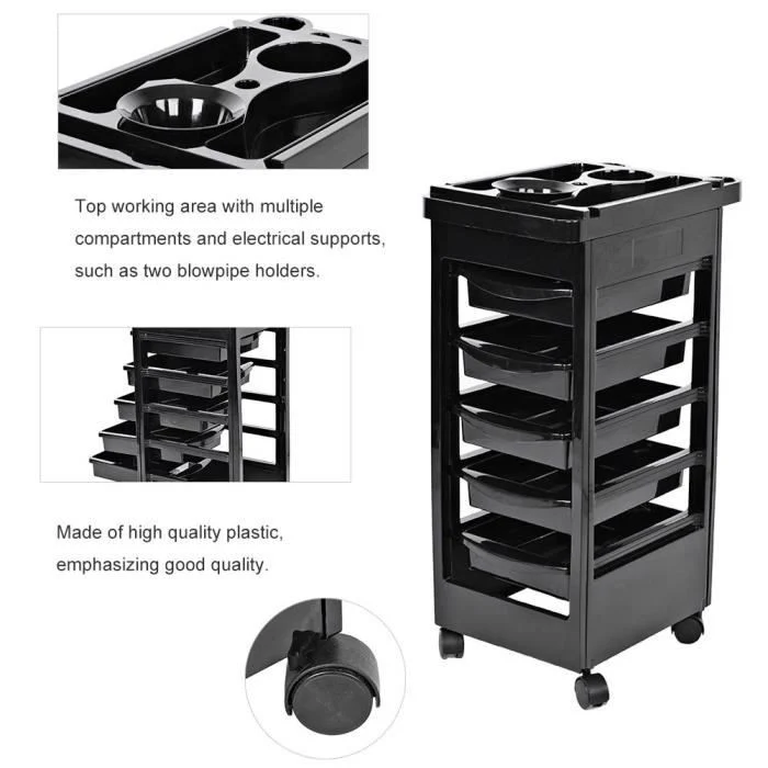 TD® Desserte/ Outils/ Chariot/ Réglables/ de Beauté /de Stockage/ Instrument de Salon de Coiffure/ avec 5 Tiroirs/ Multi-F...