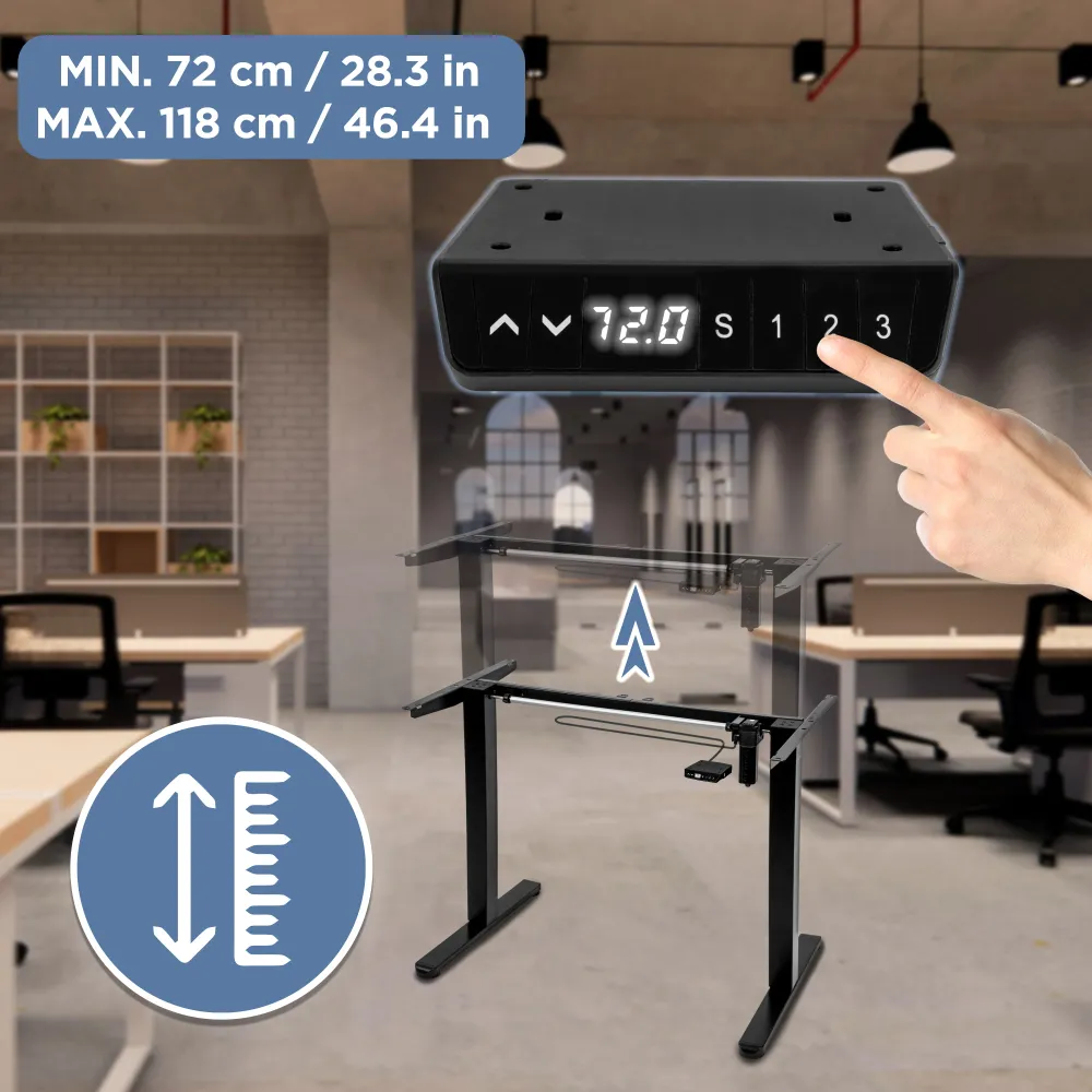 Duronic CD120 BK Bureau Assis-Debout électrique Complet avec Plateau de 120 cm Hauteur Ajustable de 72 à 118 cm Charge max...