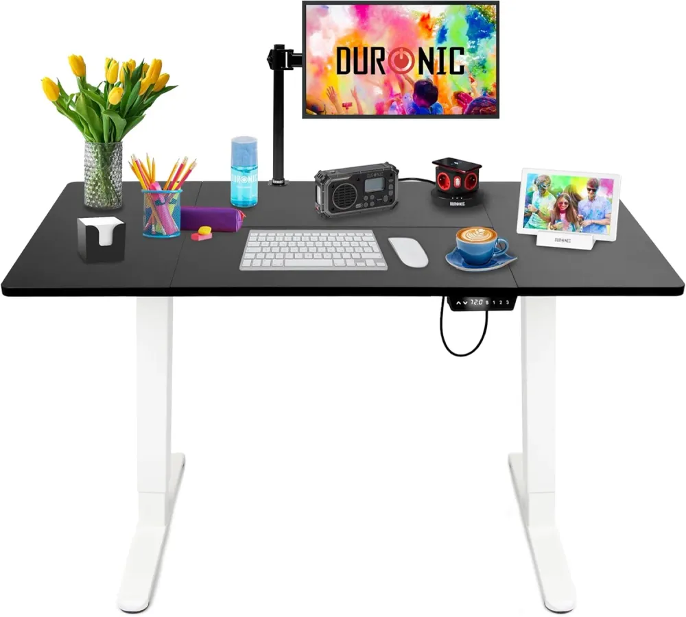 Duronic CD140 WK Bureau Assis-Debout électrique Complet avec Plateau de 140 cm Hauteur Ajustable de 72 à 118 cm Charge max...