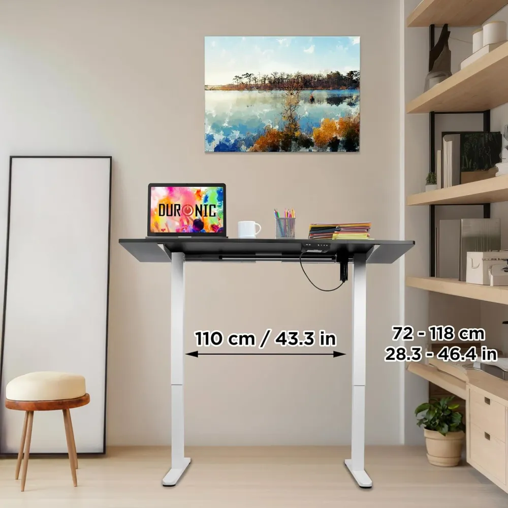 Duronic CD140 WK Bureau Assis-Debout électrique Complet avec Plateau de 140 cm Hauteur Ajustable de 72 à 118 cm Charge max...