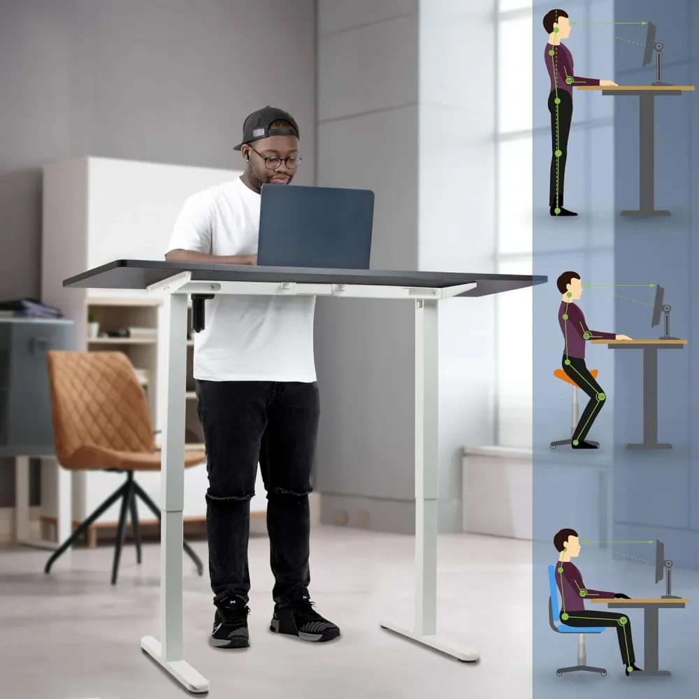 Duronic CD140 WK Bureau Assis-Debout électrique Complet avec Plateau de 140 cm Hauteur Ajustable de 72 à 118 cm Charge max...