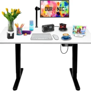 Duronic CD140 BW Bureau Assis-Debout électrique Complet avec Plateau de 140 cm Hauteur Ajustable de 72 à 118 cm Charge max...