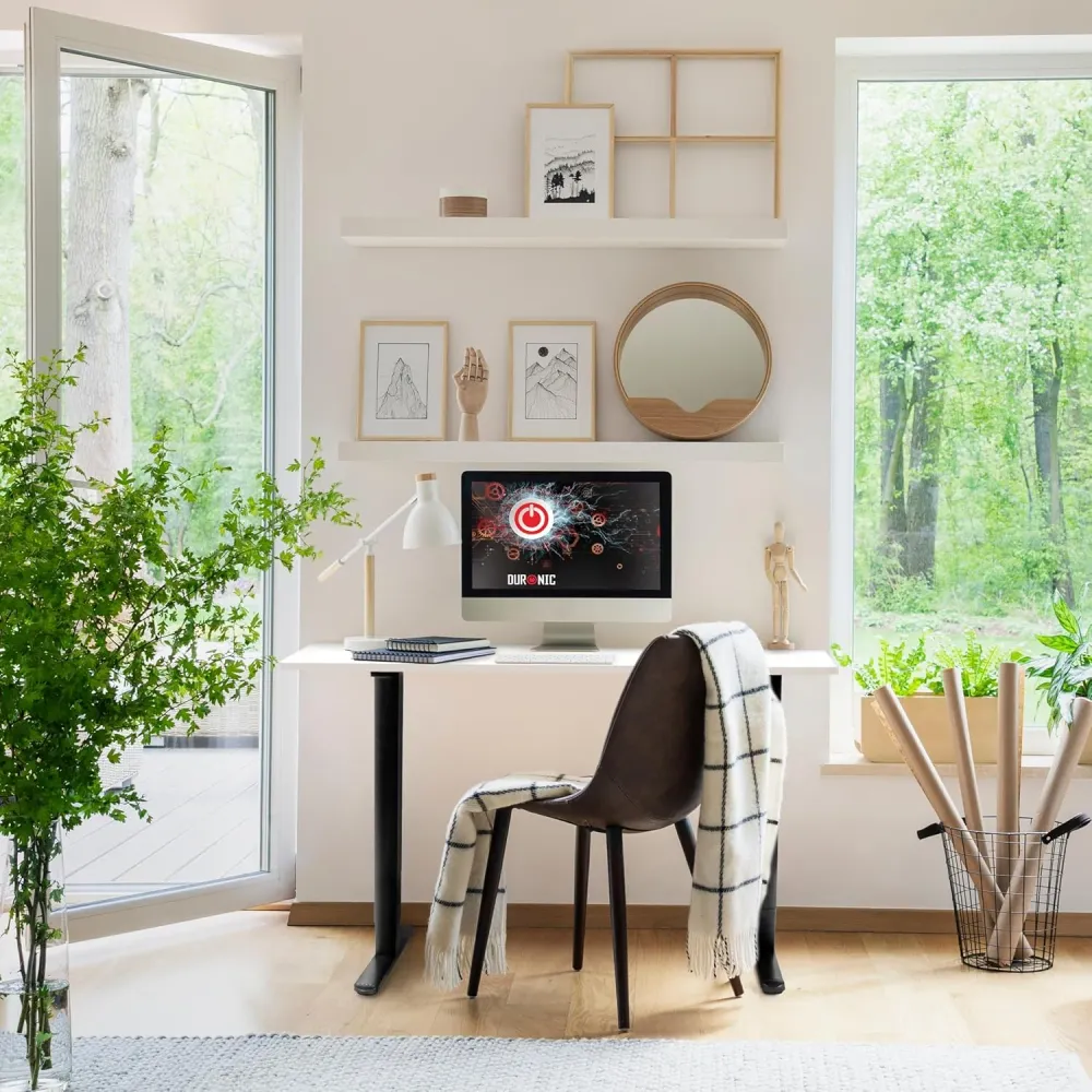 Duronic CD140 BW Bureau Assis-Debout électrique Complet avec Plateau de 140 cm Hauteur Ajustable de 72 à 118 cm Charge max...