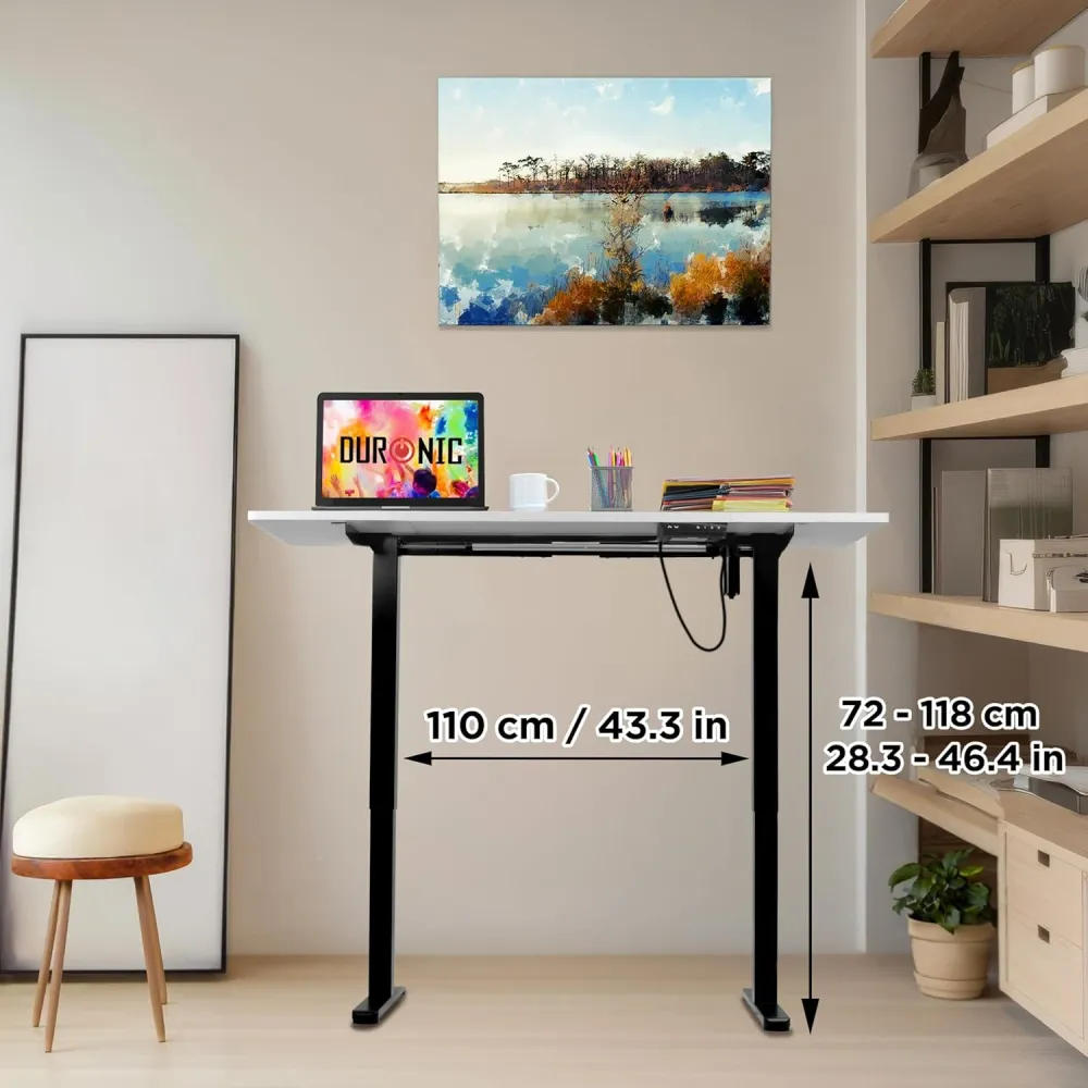 Duronic CD140 BW Bureau Assis-Debout électrique Complet avec Plateau de 140 cm Hauteur Ajustable de 72 à 118 cm Charge max...