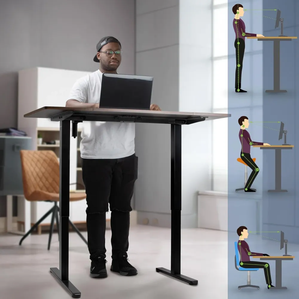 Duronic CD140 BT Bureau Assis-Debout électrique Complet avec Plateau de 140 cm Hauteur Ajustable de 72 à 118 cm Charge max...