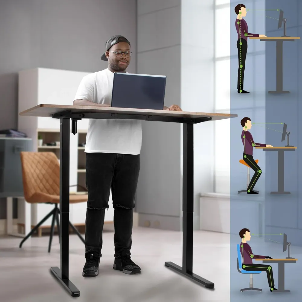 Duronic CD160 BO Bureau Assis-Debout électrique Complet avec Plateau de 160 cm Hauteur Ajustable de 72 à 118 cm Charge max...