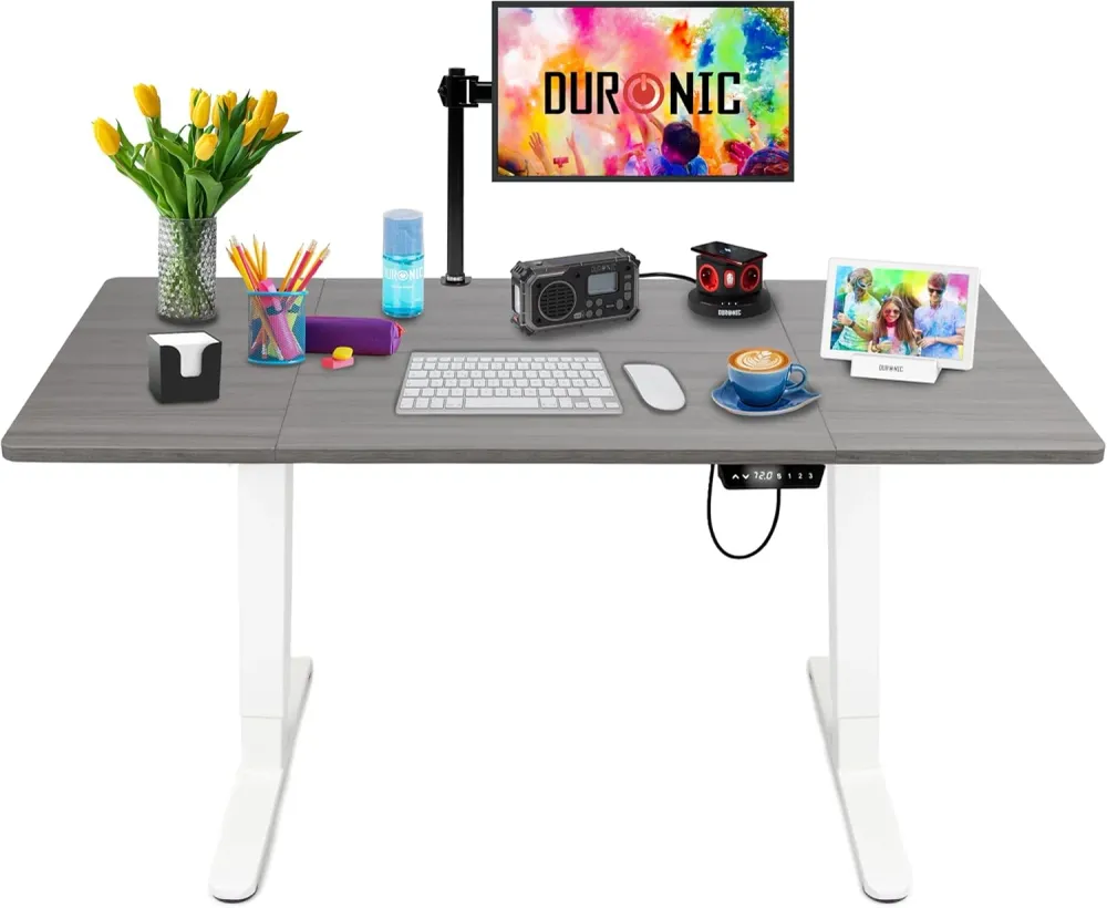 Duronic CD160 WG Bureau Assis-Debout électrique Complet avec Plateau de 160 cm Hauteur Ajustable de 72 à 118 cm Charge max...