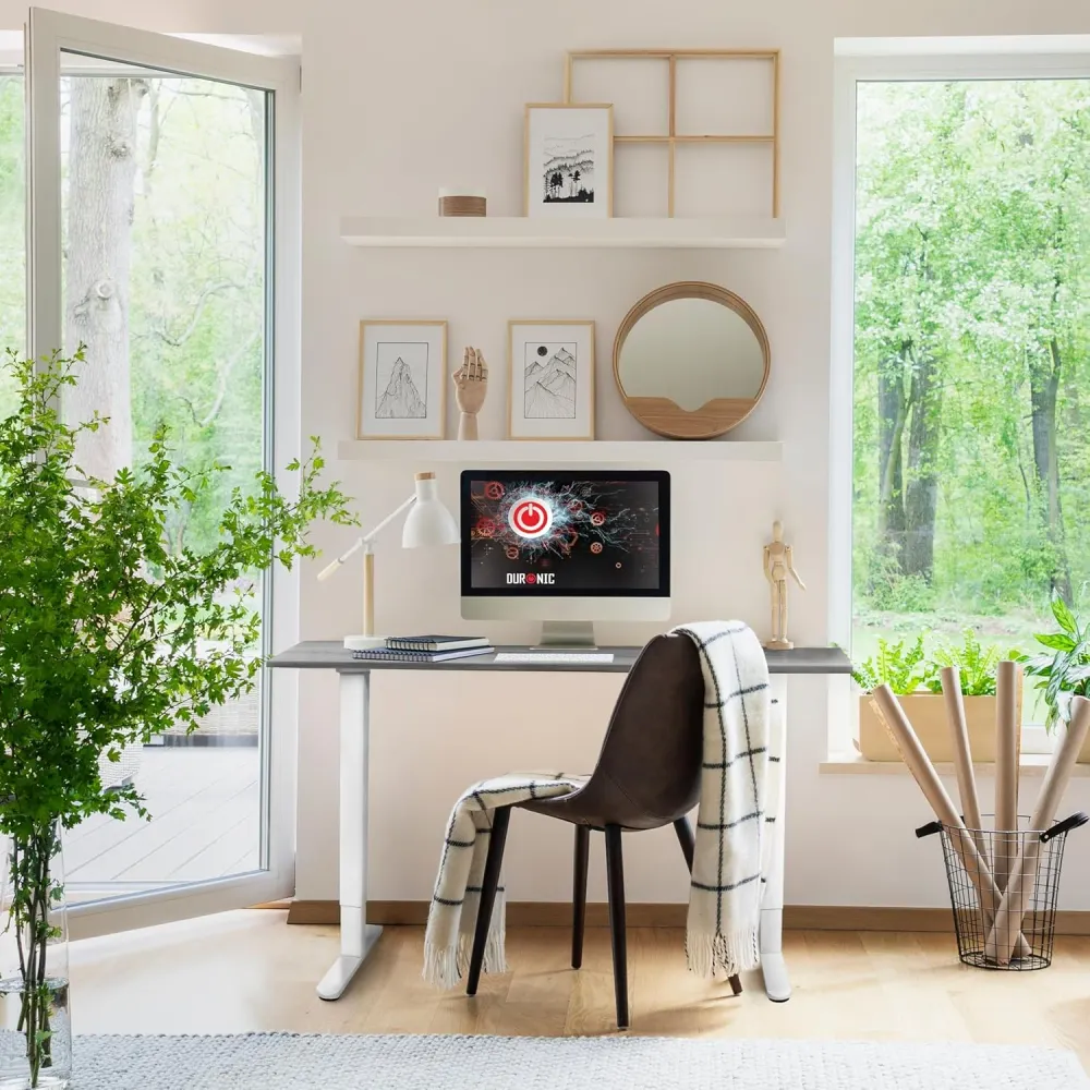 Duronic CD160 WG Bureau Assis-Debout électrique Complet avec Plateau de 160 cm Hauteur Ajustable de 72 à 118 cm Charge max...