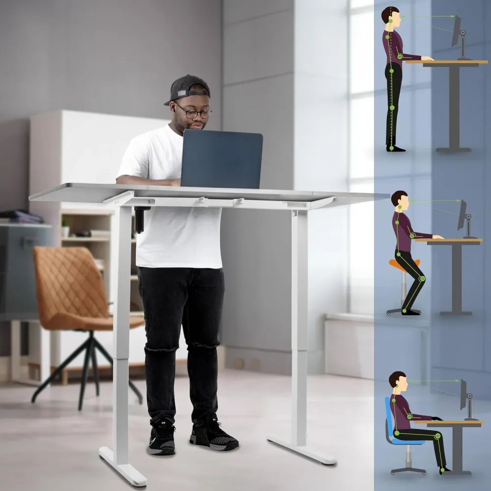 Duronic CD160 WG Bureau Assis-Debout électrique Complet avec Plateau de 160 cm Hauteur Ajustable de 72 à 118 cm Charge max...