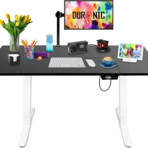 Duronic CD160 WK Bureau Assis-Debout électrique Complet avec Plateau de 160 cm Hauteur Ajustable de 72 à 118 cm Charge max...