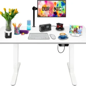 Duronic CD160 WE Bureau Assis-Debout électrique Complet avec Plateau de 160 cm Hauteur Ajustable de 72 à 118 cm Charge max...