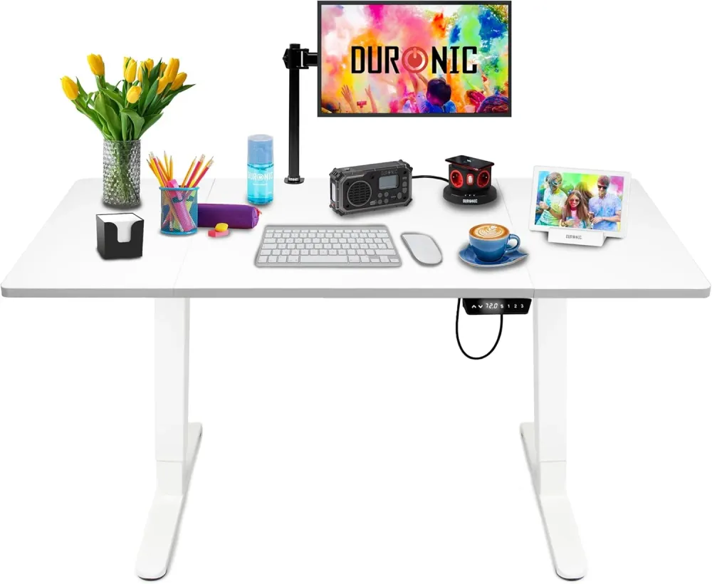 Duronic CD160 WE Bureau Assis-Debout électrique Complet avec Plateau de 160 cm Hauteur Ajustable de 72 à 118 cm Charge max...