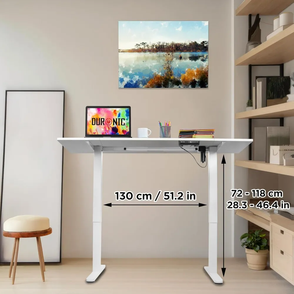 Duronic CD160 WE Bureau Assis-Debout électrique Complet avec Plateau de 160 cm Hauteur Ajustable de 72 à 118 cm Charge max...