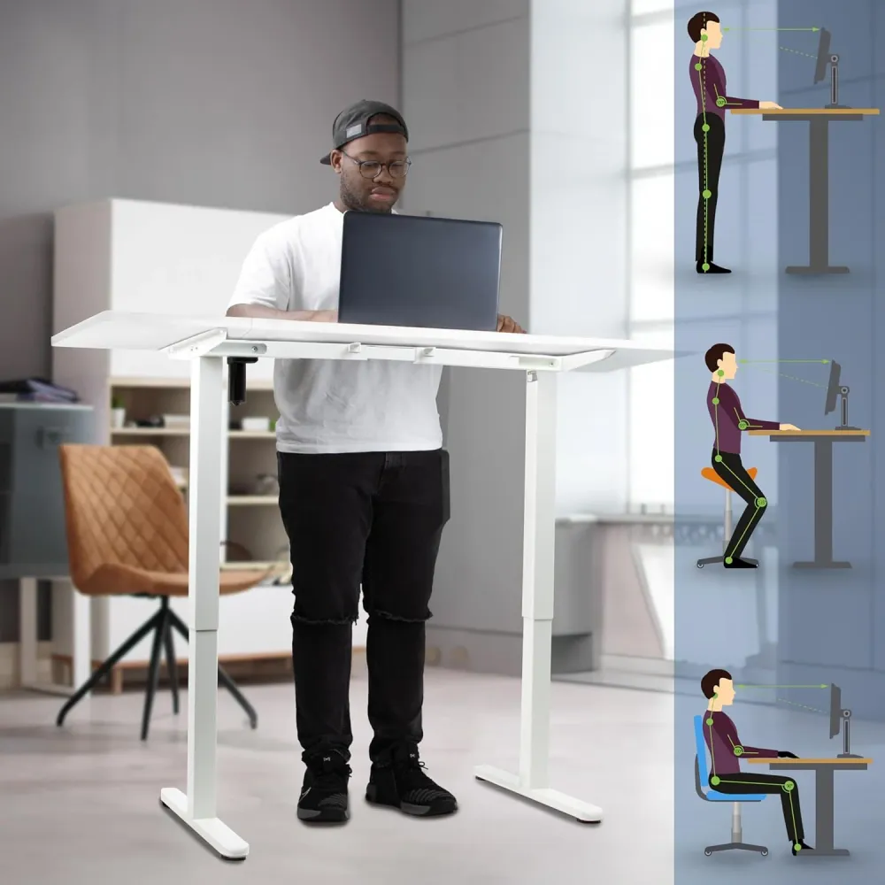Duronic CD160 WE Bureau Assis-Debout électrique Complet avec Plateau de 160 cm Hauteur Ajustable de 72 à 118 cm Charge max...