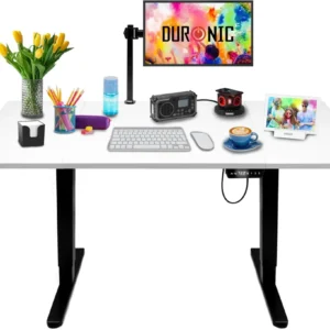 Duronic CD160 BW Bureau Assis-Debout électrique Complet avec Plateau de 160 cm Hauteur Ajustable de 72 à 118 cm Charge max...