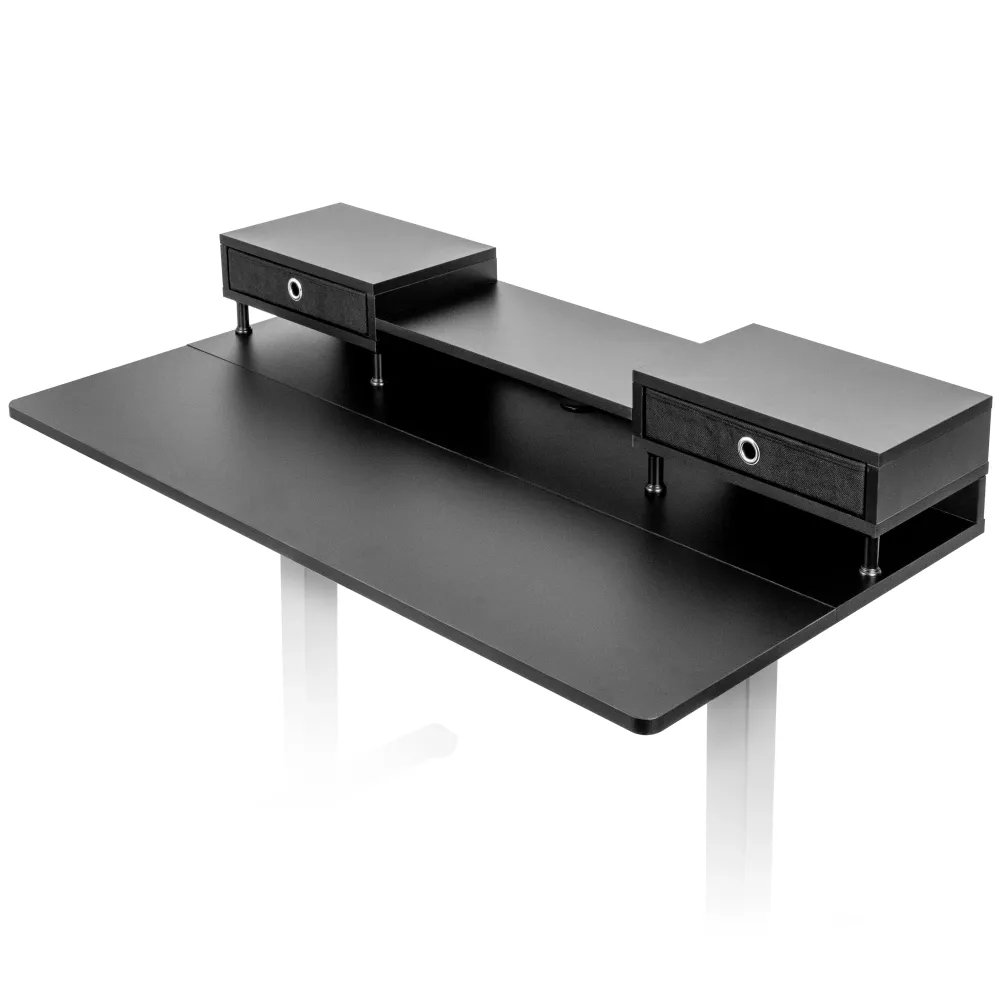 Duronic DD1 BK Plateau avec 2 Tiroirs pour Bureau Assis Debout de 120 cm Compatible avec la plupart des Structures Assis D...