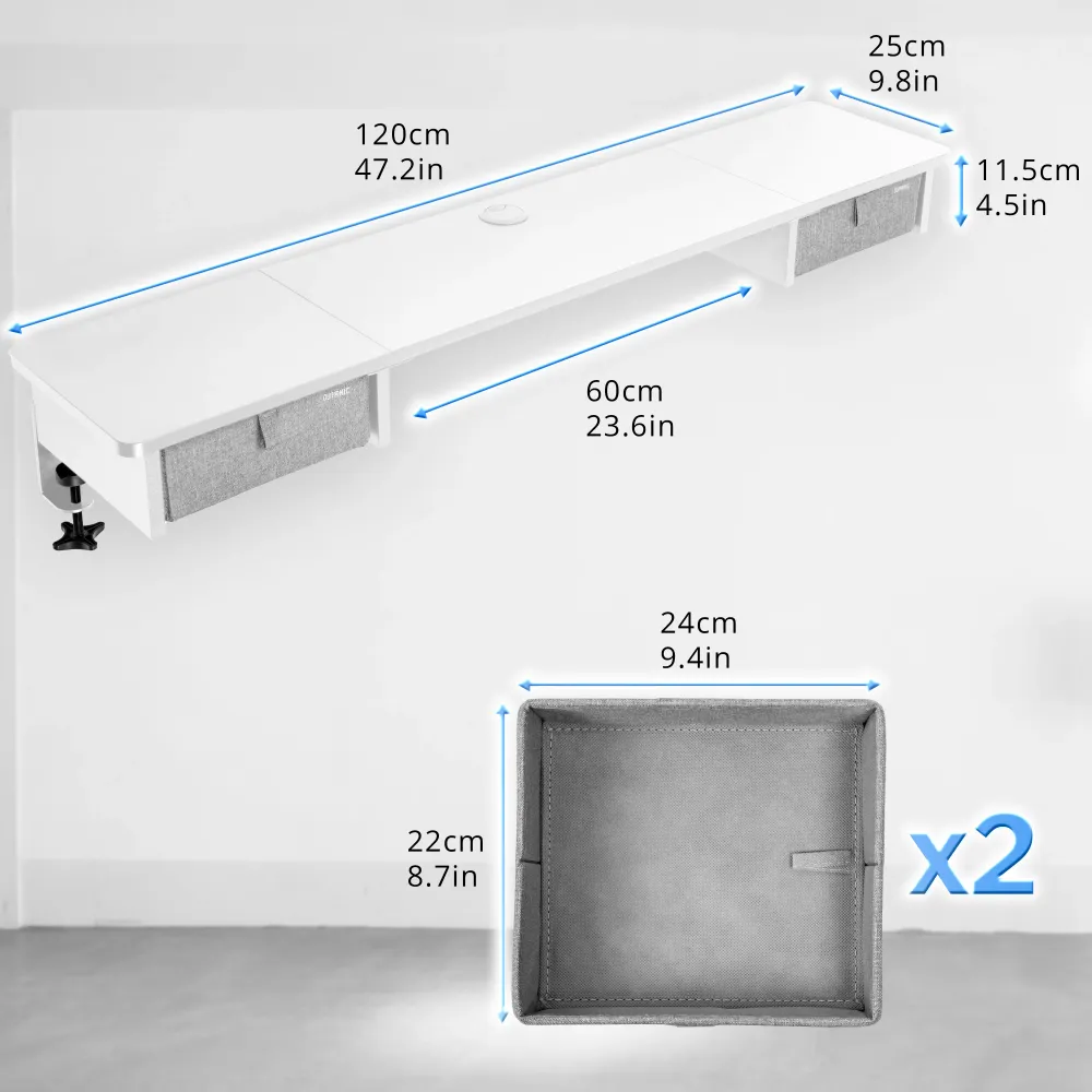 Duronic DD2 WE Planche de 120 cm avec 2 Tiroirs pour Bureau | Compatible avec Plateaux TT120 TT140 TT160 de Duronic | Stru...