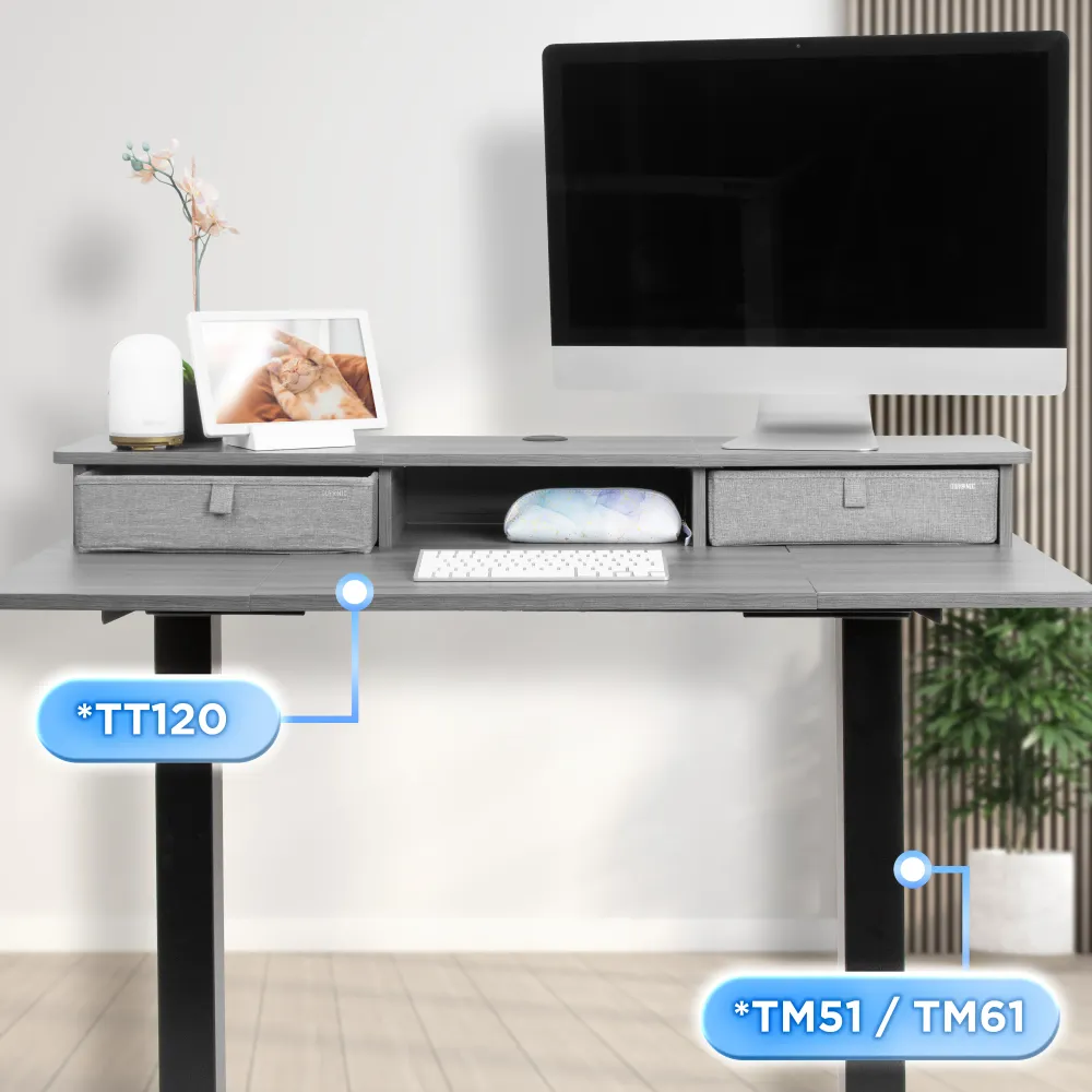 Duronic DD3 GY Planche de 120 cm avec 2 Tiroirs pour Bureau | Compatible avec Plateaux TT120 TT140 TT160 de Duronic | Stru...