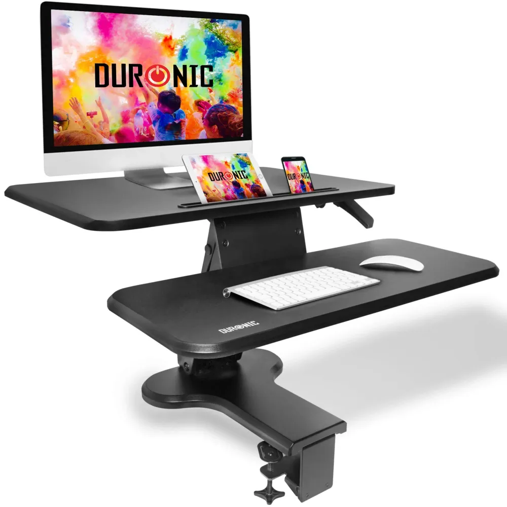 Duronic DM05D13 Poste/Station de travail assis-debout de 64 cm pour écran/clavier/souris - Hauteur ajustable de 12 à 40 cm...