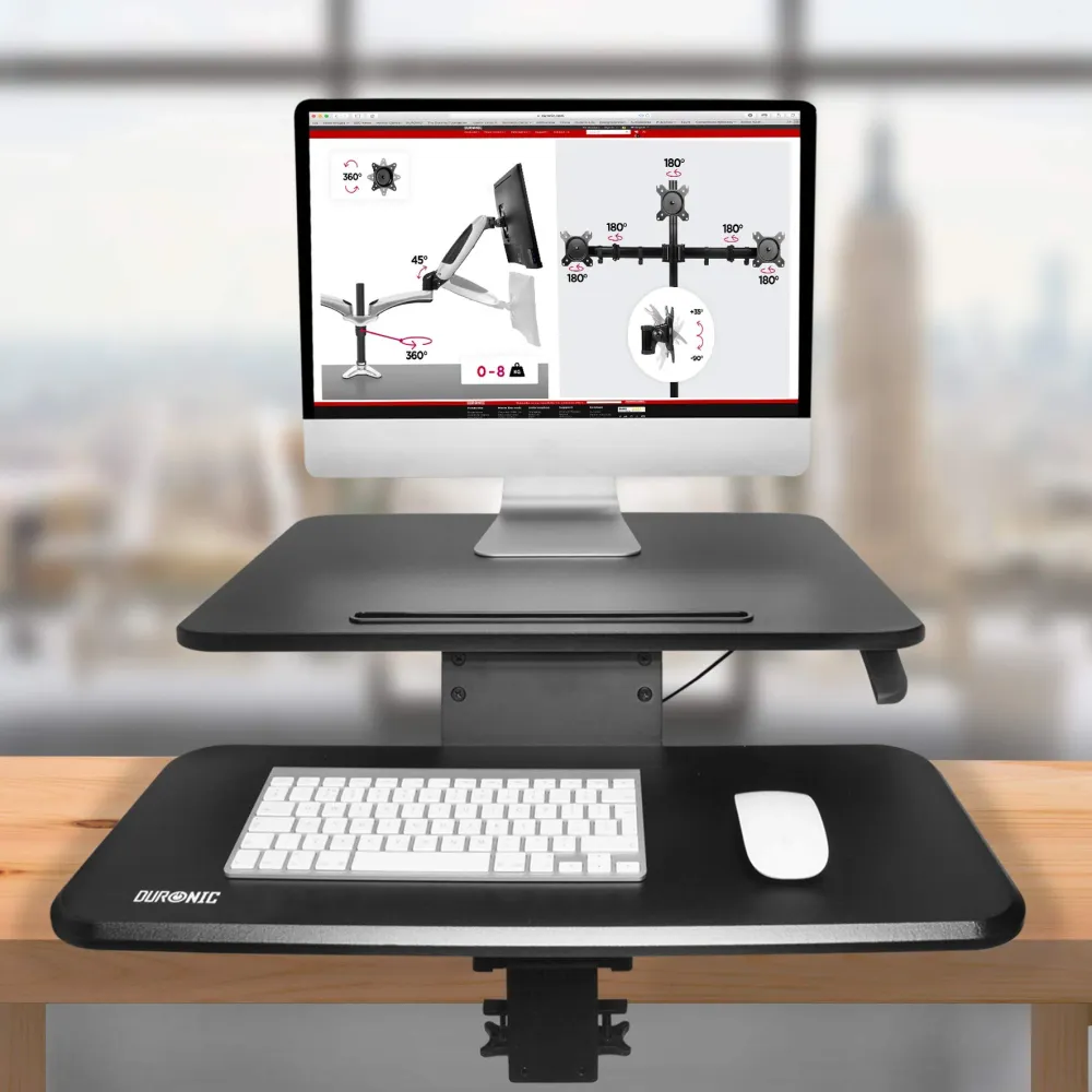 Duronic DM05D13 Poste/Station de travail assis-debout de 64 cm pour écran/clavier/souris - Hauteur ajustable de 12 à 40 cm...