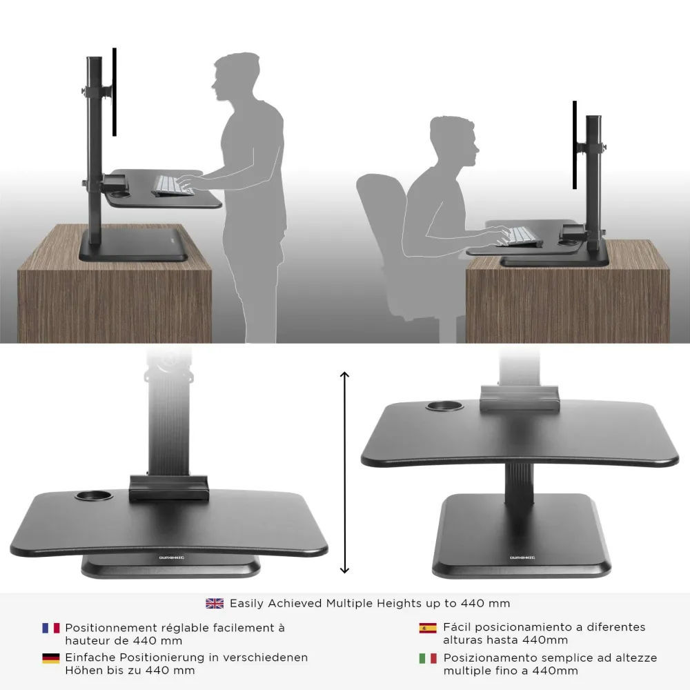 Duronic DM05D14 Poste/Station de Travail Assis-Debout de 65 cm pour écran/Clavier/Souris/avec Support d'écran incorporé -...