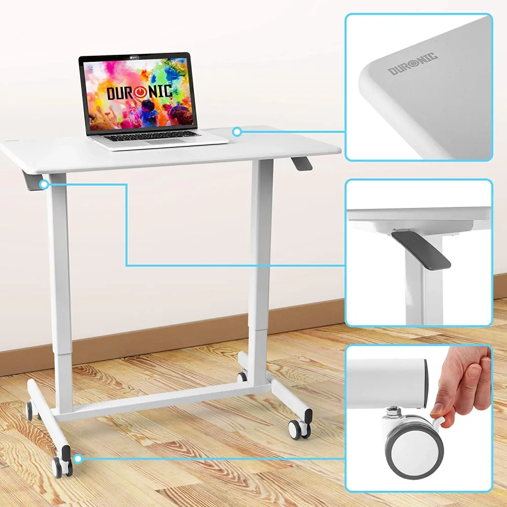 Duronic TM03T Poste de Travail mobile Assis-Debout Hauteur ajustable de 73 à 107 cm Surface de 88 x 50 cm Charge maximale...