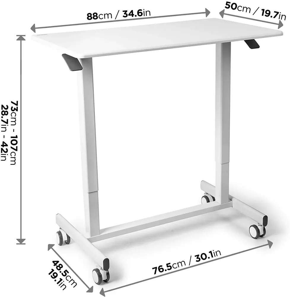 Duronic TM03T Poste de Travail mobile Assis-Debout Hauteur ajustable de 73 à 107 cm Surface de 88 x 50 cm Charge maximale...