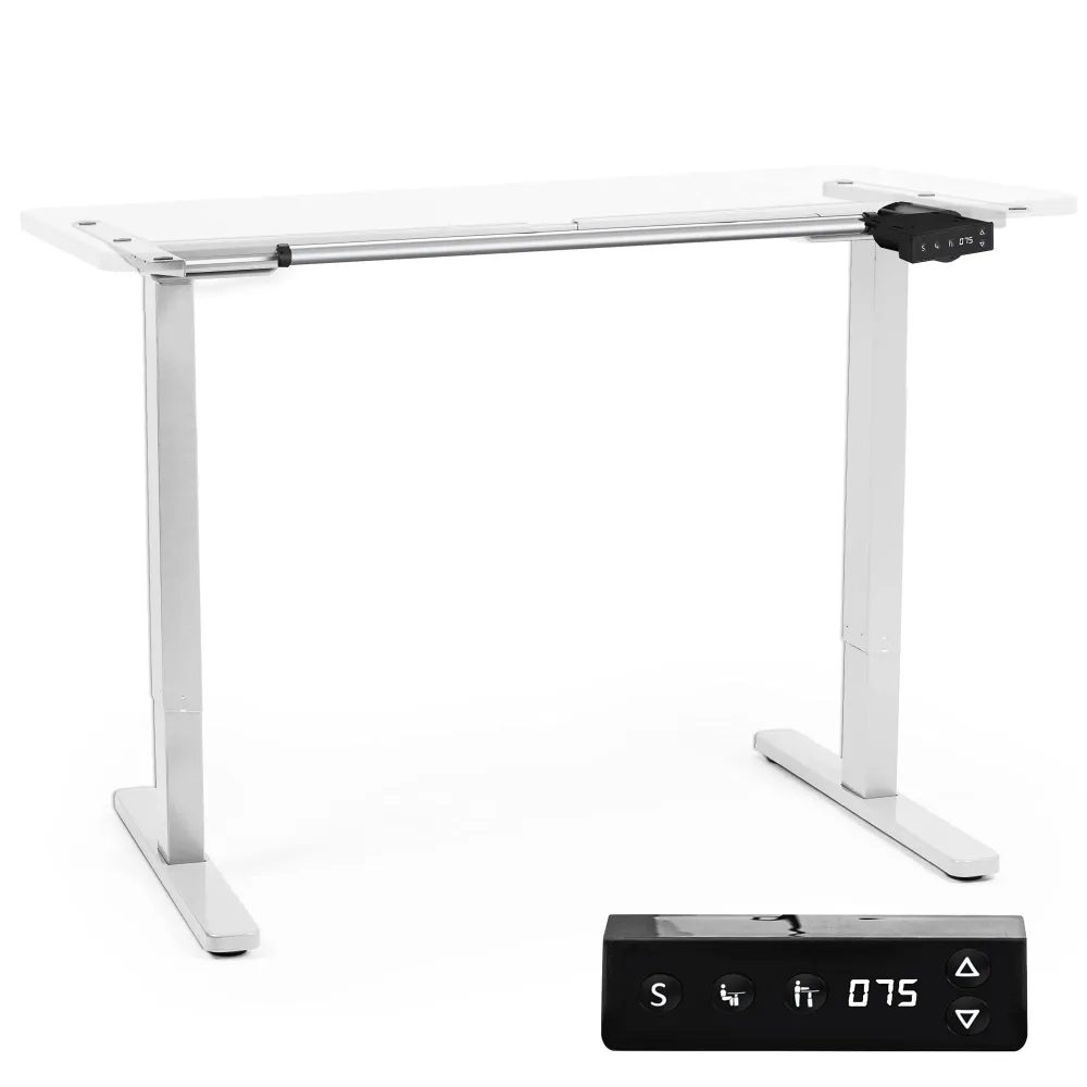 Duronic TM12 WE Bureau Assis-Debout blanc | Structure de bureau à hauteur ajustable 71 - 116 cm | Électrique | Sauvegarde...