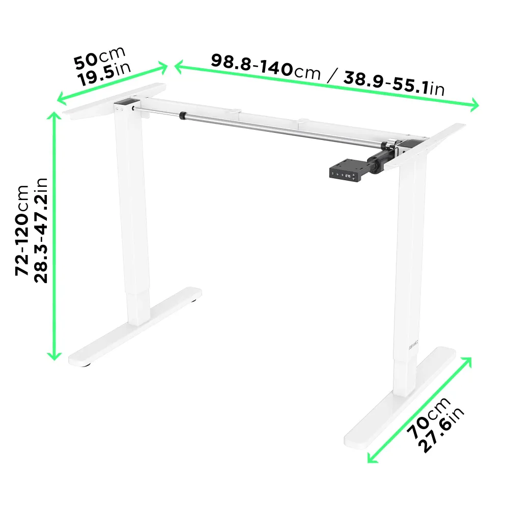 Duronic TM12 WE Bureau Assis-Debout blanc | Structure de bureau à hauteur ajustable 71 - 116 cm | Électrique | Sauvegarde...