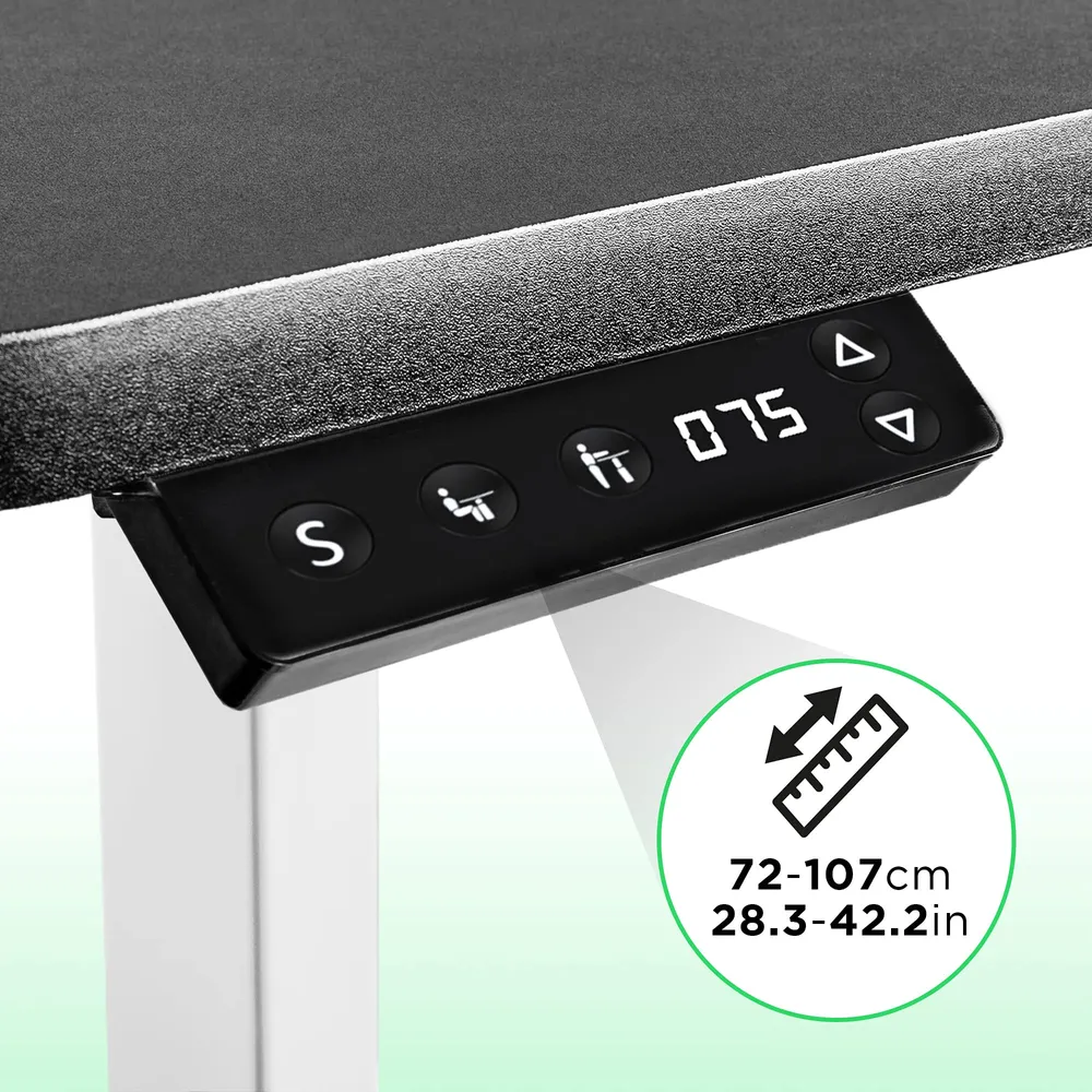 Duronic TM12 WE Bureau Assis-Debout blanc | Structure de bureau à hauteur ajustable 71 - 116 cm | Électrique | Sauvegarde...