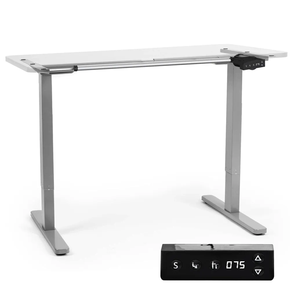 Duronic TM12 GY Bureau Assis-Debout gris | Structure de bureau à hauteur ajustable 71 - 116 cm | Électrique | Sauvegarde d...