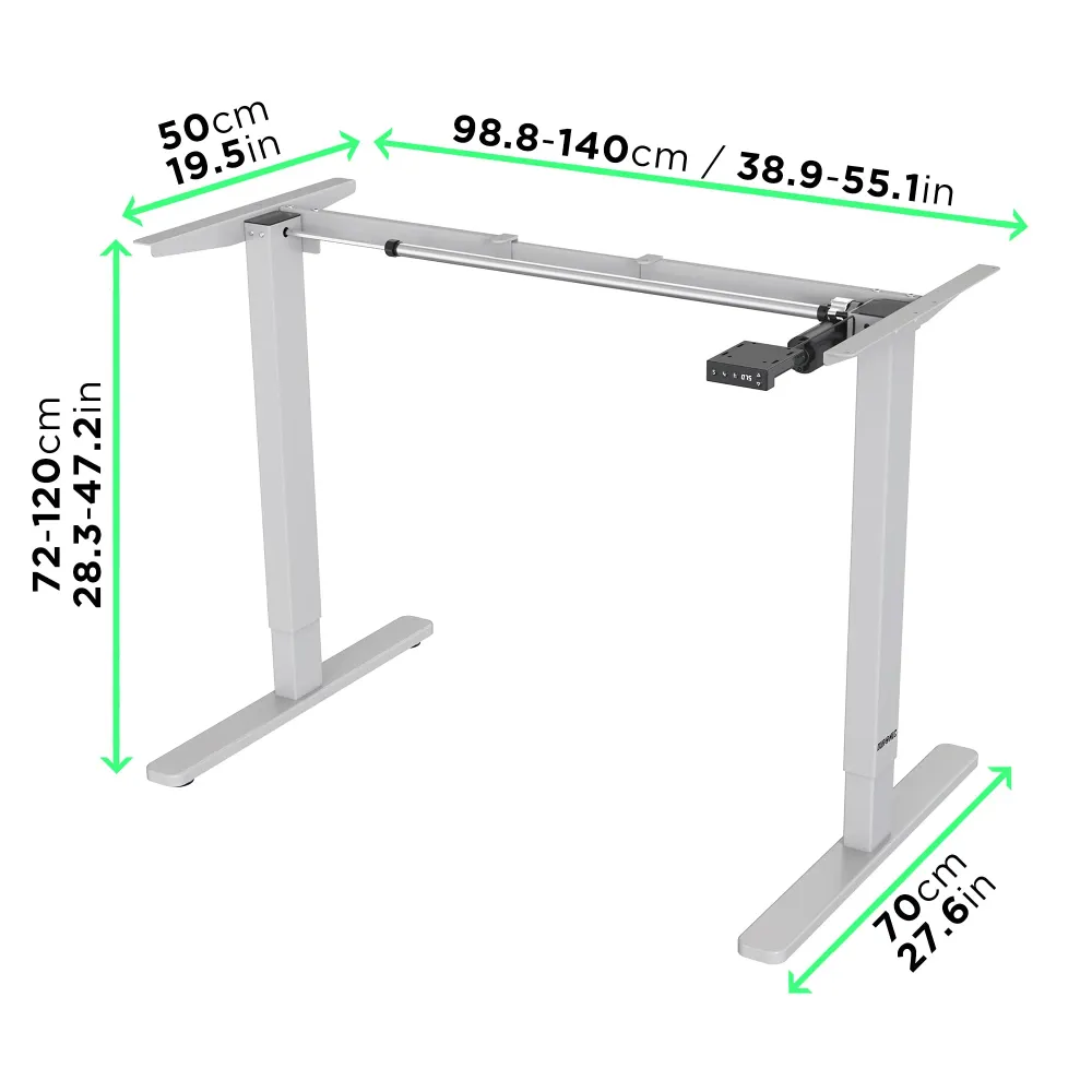 Duronic TM12 GY Bureau Assis-Debout gris | Structure de bureau à hauteur ajustable 71 - 116 cm | Électrique | Sauvegarde d...