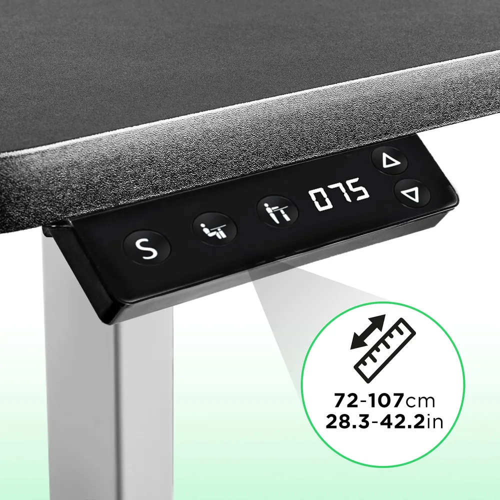 Duronic TM12 GY Bureau Assis-Debout gris | Structure de bureau à hauteur ajustable 71 - 116 cm | Électrique | Sauvegarde d...