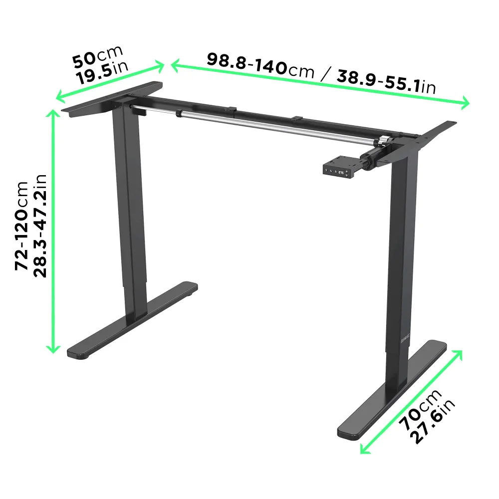Duronic TM12 BK Bureau Assis-Debout noir | Structure de bureau à hauteur ajustable 71 - 116 cm | Électrique | Sauvegarde d...
