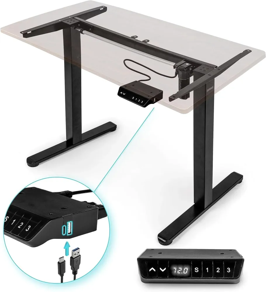 Duronic TM51 BK Structure de Bureau Assis-Debout électrique | Hauteur Ajustable de 72 à 118 cm | Charge maximale de 70 kg...