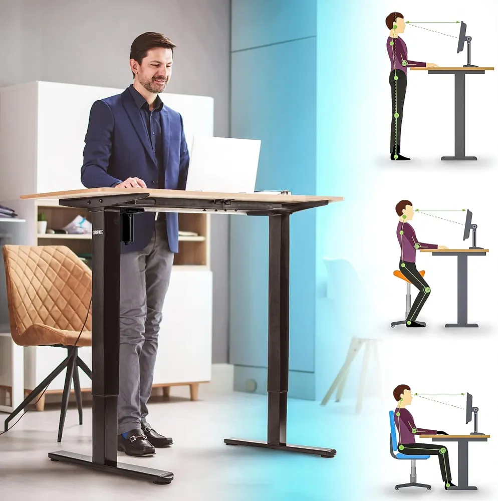 Duronic TM51 BK Structure de Bureau Assis-Debout électrique | Hauteur Ajustable de 72 à 118 cm | Charge maximale de 70 kg...