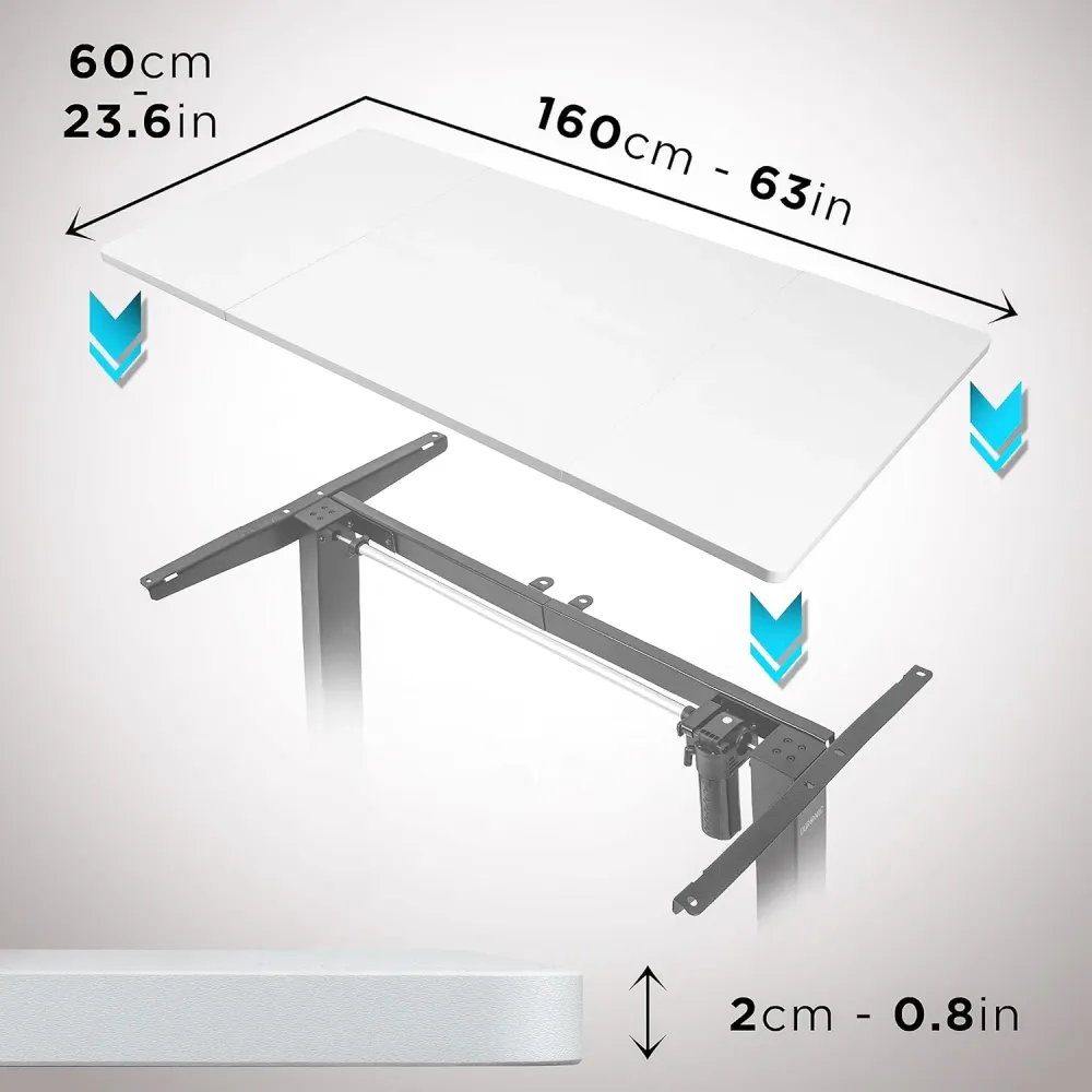 Duronic TT160 WE Plateau pour Bureau Assis Debout de 160 x 60 x 2 cm | Compatible avec la plupart des Structures Assis Deb...