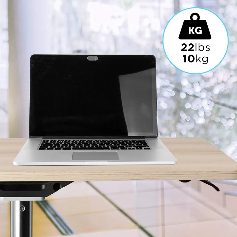 Duronic WPS67 Table de travail mobile assis-debout | Support à roulettes | Blanc – brun | Grande surface 70 x 48 cm pour P...