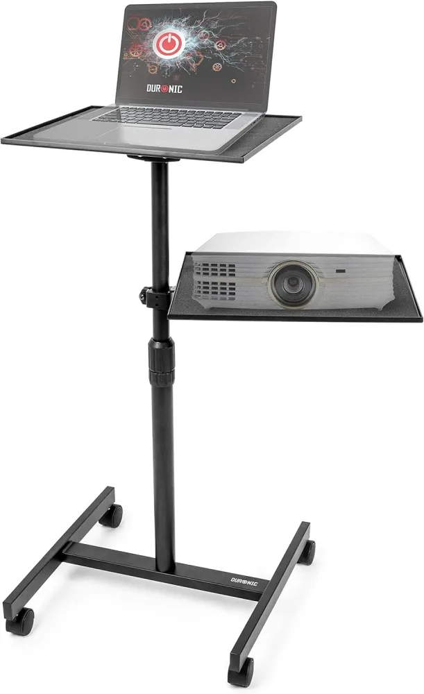 Duronic WPSLS2 Table de Travail Mobile | Bureau Assis-Debout | Support à roulettes pour PC ou projecteur | Hauteur Ajustab...