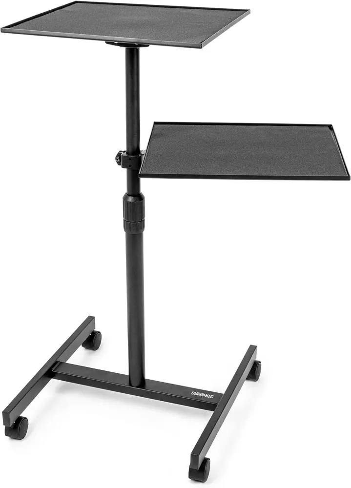 Duronic WPSLS2 Table de Travail Mobile | Bureau Assis-Debout | Support à roulettes pour PC ou projecteur | Hauteur Ajustab...