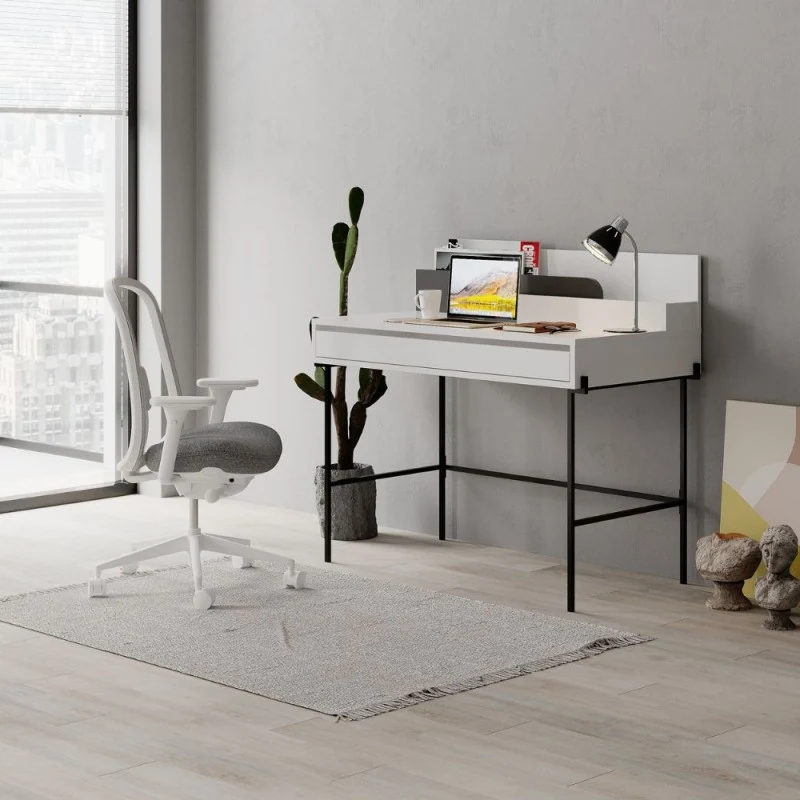 Bureau en bois « Leila » avec 1 tiroir et 2 compartiments, 110 x 60 cm, 101 cm de hauteur Effezeta