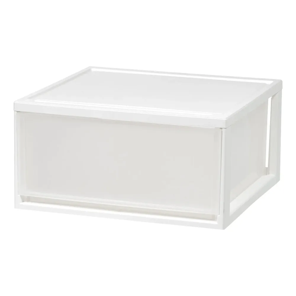 Empilage compact, tiroir en plastique empilable, 47 litres, blanc, 2 unités
