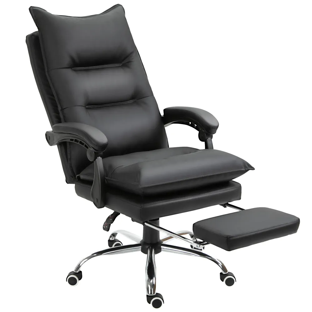 Fauteuil de bureau, chaise bureau ergonomique en similicuir avec large assise rembourrée, dossier inclinable, hauteur régl...