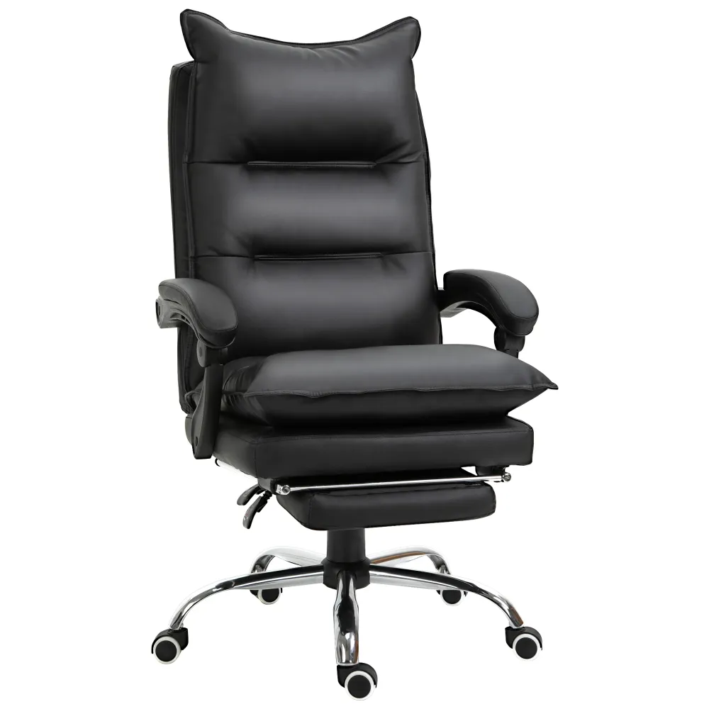 Fauteuil de bureau, chaise bureau ergonomique en similicuir avec large assise rembourrée, dossier inclinable, hauteur régl...