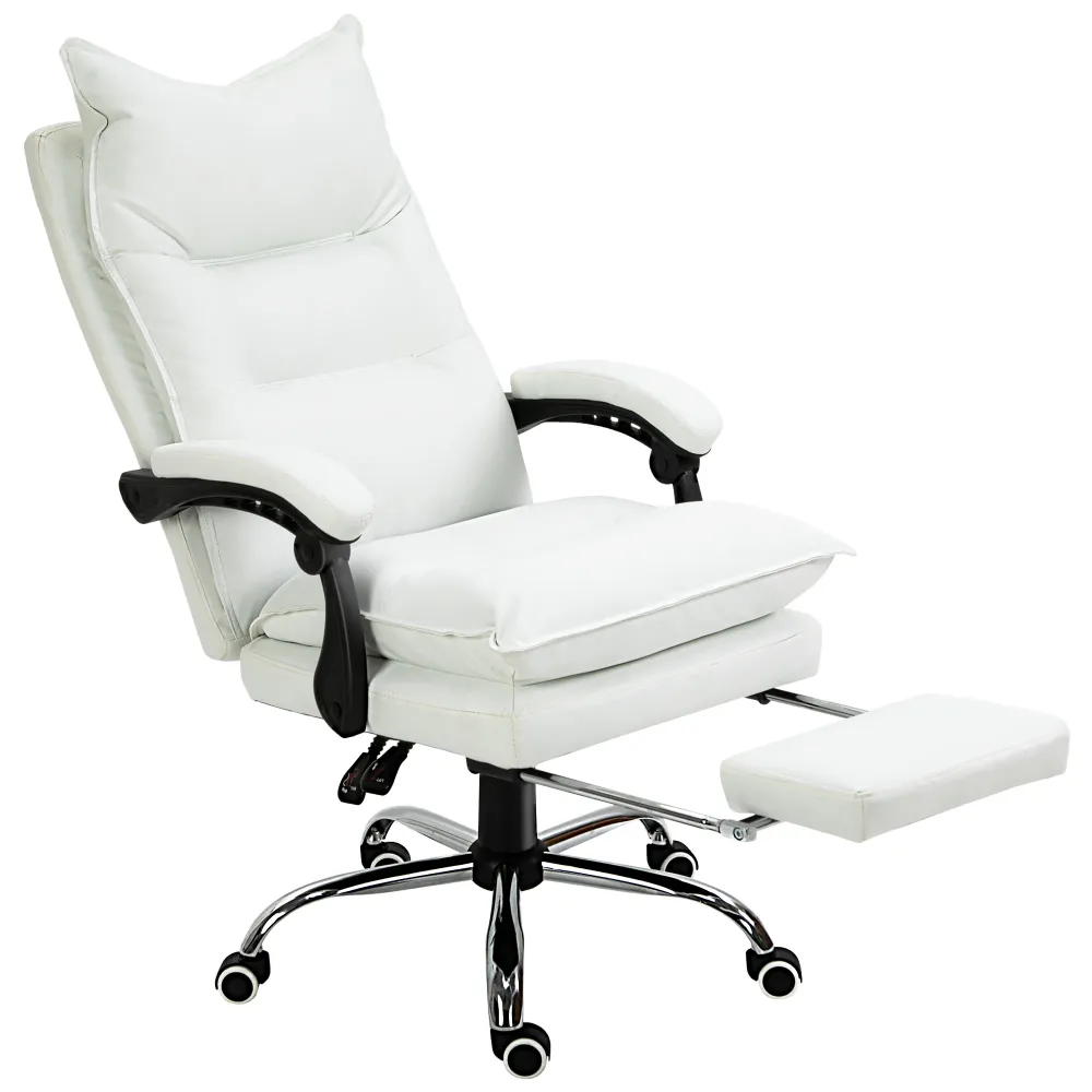 Fauteuil de bureau, chaise bureau ergonomique en similicuir avec large assise rembourrée, dossier inclinable, hauteur régl...